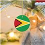 WHJWZY Pendentif de Noël rond en céramique pour décoration festive et cadeau Motif drapeau de la Guyane