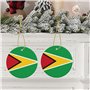 WHJWZY Pendentif de Noël rond en céramique pour décoration festive et cadeau Motif drapeau de la Guyane