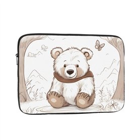 JKDGOJ Housse antichoc pour ordinateur portable de 10" - Motif ours blanc marron - Pour homme et femme - Voyage d'affaires