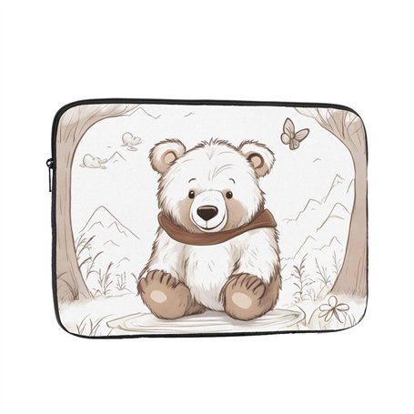 JKDGOJ Housse antichoc pour ordinateur portable de 10" - Motif ours blanc marron - Pour homme et femme - Voyage d'affaires