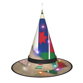 Hgvcse Chapeau de sorcière Map02 avec drapeau d'Halloween - Chapeau de sorcière LED - Accessoire de costume de Noël ou d'anniver