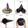 Hgvcse Chapeau de sorcière Map02 avec drapeau d'Halloween - Chapeau de sorcière LED - Accessoire de costume de Noël ou d'anniver