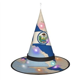 Hgvcse Chapeau de sorcière Map01 avec drapeau d'Halloween - Chapeau de sorcière à LED - Accessoire de costume de Noël ou d'anniv