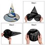 Hgvcse Chapeau de sorcière Map01 avec drapeau d'Halloween - Chapeau de sorcière à LED - Accessoire de costume de Noël ou d'anniv