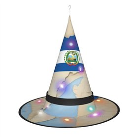 Hgvcse Chapeau de sorcière Map04 avec drapeau d'Halloween - Chapeau de sorcière à LED - Accessoire de costume de Noël ou d'anniv
