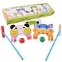Ensembles de Croquet pour Les Enfants, Dessin Animal de Dessin animé en Bois avec des maillets, des guichets et des balles, des 