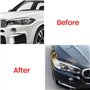 FREAZE Couvercle de Phare Avant Lampe Frontale Garniture de sourcil Garniture ABS for X5 X6 F15 F16 2014-2018 Noir Brillant