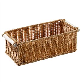 Imitation Basket rattan 12x6x4 pouces panier en osier creux avec poignée en bois pain rectangulaire pour les légumes de fruits d