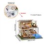 erhumama Nouveau Style Chinois Duplex Villa Musique Maison de poupée avec Housse Anti-poussière Kits de Meubles DIY Maison de po