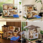 erhumama Nouveau Style Chinois Duplex Villa Musique Maison de poupée avec Housse Anti-poussière Kits de Meubles DIY Maison de po