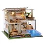 erhumama Nouveau Style Chinois Duplex Villa Musique Maison de poupée avec Housse Anti-poussière Kits de Meubles DIY Maison de po