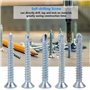 50 pièces M4.2 vis autoperceuses à tête plate, vis autotaraudeuses ensemble de vis de forage, vis autoperceuses pour métal(M4.2 