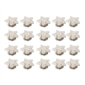 Jeanoko Bouton de Goujon en métal argenté 20 pièces en Forme d'étoile Bouton à vis Rivets pour vêtements en Cuir Artisanat(Flat