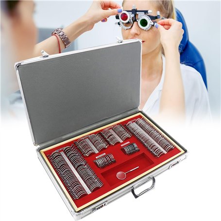 KYZTMHC Ensemble de lentilles d'essai optiques de 266 pièces Test d'optométrie sur cadre d'essai chez l'opticien Avec étui de ca