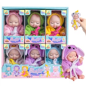 ISOYTERO 6pcs Mini Baby Dolls Sleepy Face Mobile Petit Baby Dolls avec différentes poupées de Bain d'animaux 4 Robe réaliste et