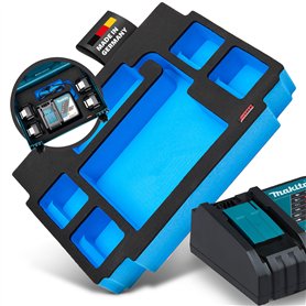 Aptex. Insert en mousse pour chargeur Makita DC18RC + 4 batteries pour MakPac taille 2-3