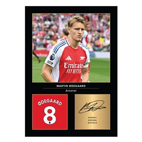 Icons Wall Art Martin Ødegaard Photo imprimée A4 signée pour les fans d'Arsenal Reproduite numériquement sans cadre
