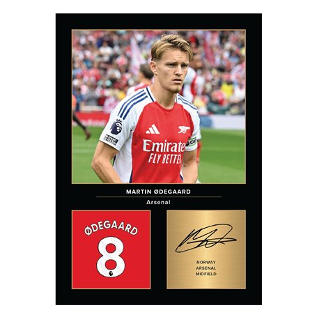 Icons Wall Art Martin Ødegaard Photo imprimée A4 signée pour les fans d'Arsenal Reproduite numériquement sans cadre