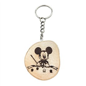 Promotech - Magnifique porte-clés Majic Mouse - Fabriqué à la main et gravé au laser en bois naturel (Snooker Mickey)