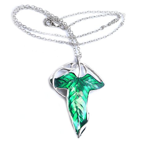Collier avec broche Feuille elfique du hobbit Frodo dans Le Seigneur des anneaux avec coffret cadeau