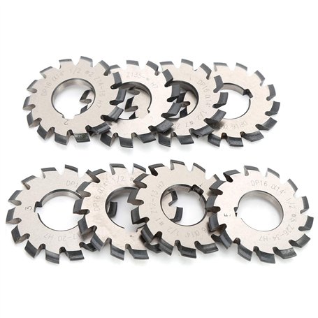 8Pcs Fraises à Tailler Les Engrenages en Acier à Grande Vitesse Involute Engrenages Outils de Coupe 14.5 ° Diamètre Intérieur 22