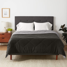 Amazon Basics réversible en microfibre Doudou, 140 x 200 cm, gris/noir