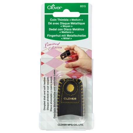 clover Noir Taille Disque en Laiton doré-Cuir Souple-Dé à Coudre