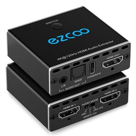 4K 120Hz HDMI 2.1 Extracteur audio 2X1 VRR ALLM HDCP2.3 HDR10 ARC CEC Audio Extractor Commutateur 2 en 1 OUT Convertisseur Audio