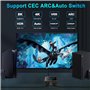 4K 120Hz HDMI 2.1 Extracteur audio 2X1 VRR ALLM HDCP2.3 HDR10 ARC CEC Audio Extractor Commutateur 2 en 1 OUT Convertisseur Audio