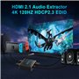 4K 120Hz HDMI 2.1 Extracteur audio 2X1 VRR ALLM HDCP2.3 HDR10 ARC CEC Audio Extractor Commutateur 2 en 1 OUT Convertisseur Audio