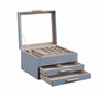 SONGMICS Boîte à Bijoux, Écrin à Accessoires 3 Niveaux, Coffre de Rangement, Couvercle en Verre, 2 Tiroirs, Rangement pour Bijou