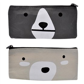 Trousse à Crayons en Toile Mignonne Dessin Animé Trousse à Crayons 2PCS Grande Capacité Crayon Sacs Chat Kawaii étui à Crayons F