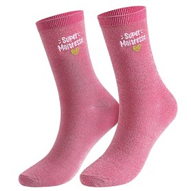 BOFUNX Chaussettes Paillettes Femme Super Maîtresse Chaussettes Socquettes Rose d’amour Respirant Anniversaire Fête Noël Cadeau