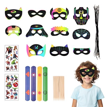 MINISOISO 12 Pcs Masque à Gratter Enfant
