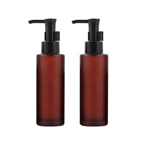 Vipolishtry Lot de 2 flacons de voyage en verre dépoli ambré avec bouchon à pompe noir pour cosmétiques