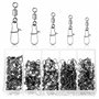 JSUOEO Lot de 125 émerillons de pêche #2#4#6#8#12 en acier inoxydable roulements à billes 8-28 kg avec mousqueton Accessoires de