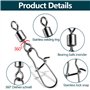 JSUOEO Lot de 125 émerillons de pêche #2#4#6#8#12 en acier inoxydable roulements à billes 8-28 kg avec mousqueton Accessoires de