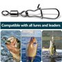 JSUOEO Lot de 125 émerillons de pêche #2#4#6#8#12 en acier inoxydable roulements à billes 8-28 kg avec mousqueton Accessoires de