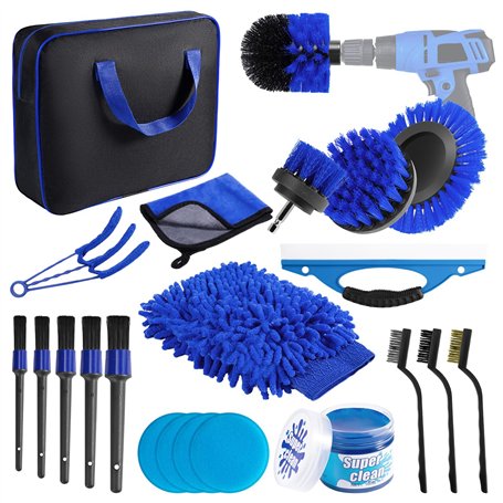 Carehabi Kit Nettoyage Voiture 22 Pièces Brosse Nettoyage Voiture Kit Nettoyage Voiture Interieur Exterieur Accessoire Voiture