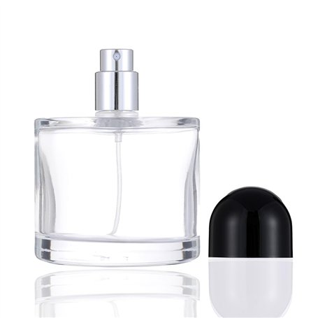 Enslz Flacon pulvérisateur cosmétique rechargeable en verre avec atomiseur de pulvérisation (noir