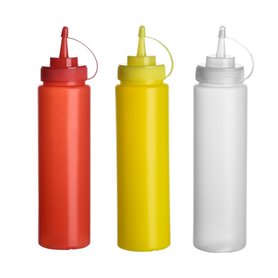 Elandy 3pcs Vide Rechargeable en Plastique Squeeze Sauce Condiment Bouteilles Récipient Assaisonnement Distributeur pour Ketchup
