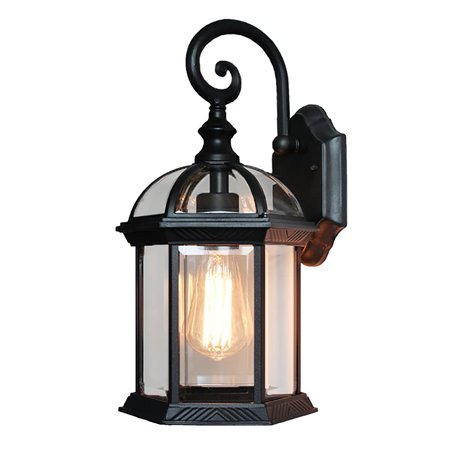 Rétro Étanche Lumière Appliques Extérieure Lampe murale Noir Fonte D'aluminium Et Verre Lanterne Murale E27 Jardin Maison Entrée