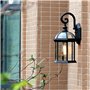 Rétro Étanche Lumière Appliques Extérieure Lampe murale Noir Fonte D'aluminium Et Verre Lanterne Murale E27 Jardin Maison Entrée