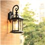 Rétro Étanche Lumière Appliques Extérieure Lampe murale Noir Fonte D'aluminium Et Verre Lanterne Murale E27 Jardin Maison Entrée
