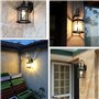 Rétro Étanche Lumière Appliques Extérieure Lampe murale Noir Fonte D'aluminium Et Verre Lanterne Murale E27 Jardin Maison Entrée