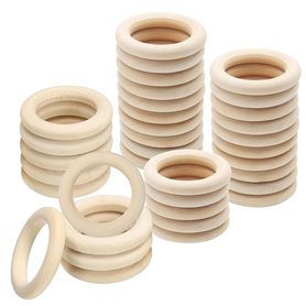 SHUOHONG 40 Pièces Anneau Bois Naturel