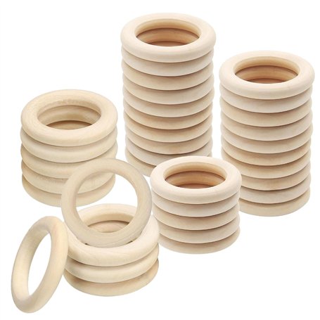 SHUOHONG 40 Pièces Anneau Bois Naturel