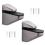UFURMATE Lot de 2 pinces à verre réglables à fixation murale en bois/verre Finition brossée Alliage de zinc Supports de fixation