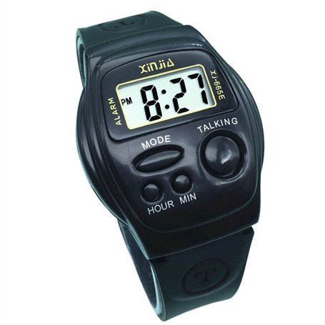 VISIONU Montre Parlante Digitale Noir avec Alarme Annonce de l'heure en Français pour Aveugle et Les Personnes Malvoyant FR-665T
