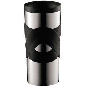 Mug de voyage isotherme - BODUM - Travel Mug - Inox double paroi - Couvercle a vis hermétique - 0.35 l - Noir